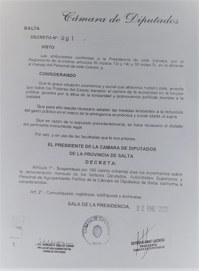 DECRETO CONGELAMIENTO