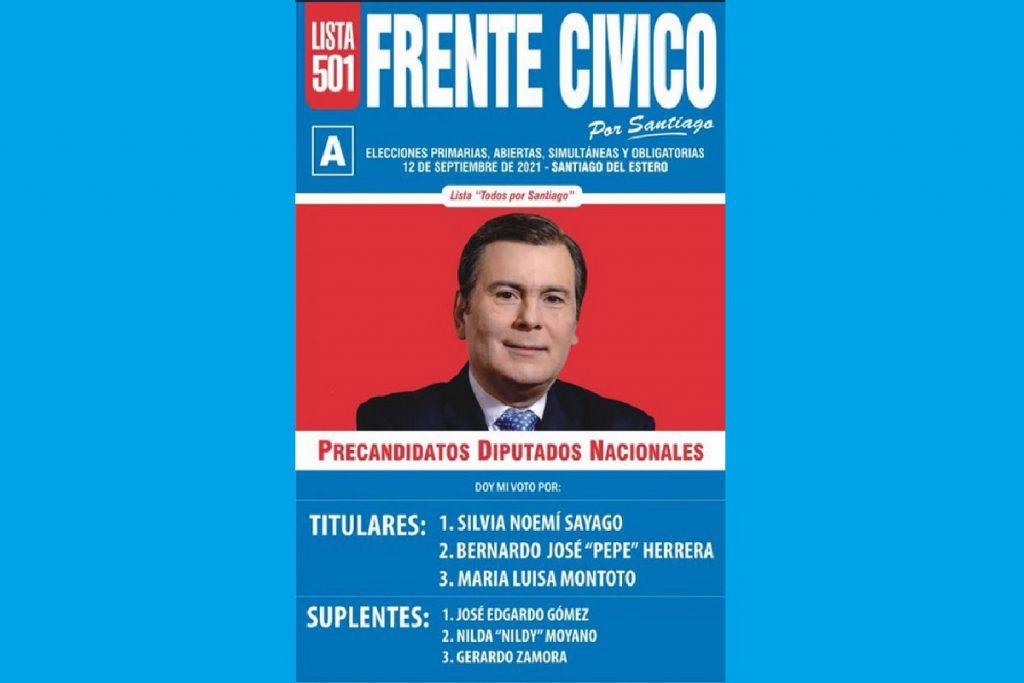 La lista del Frente Cívico por Santiago lleva a la figura del gobernador de manera omnipresente.