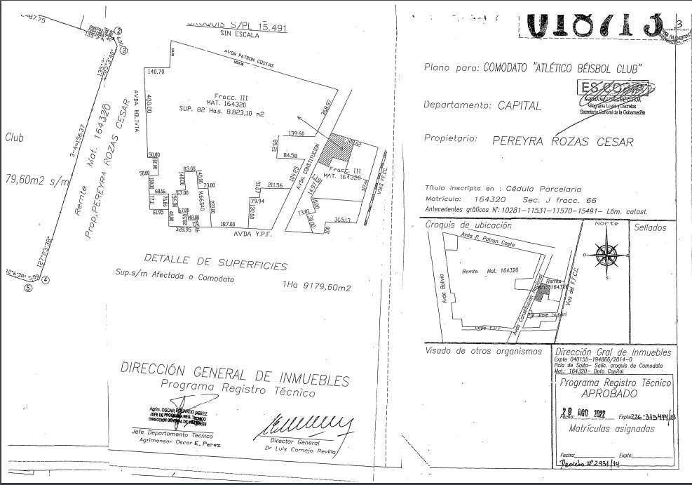 plano terreno en comodato asociación de béisbol club dos