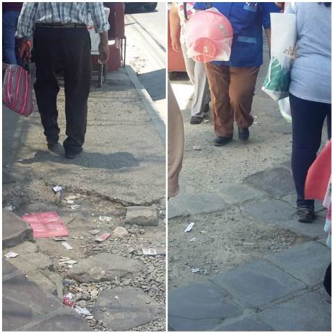 Preocupa el mal estado de una vereda en pleno centro de la ciudad
