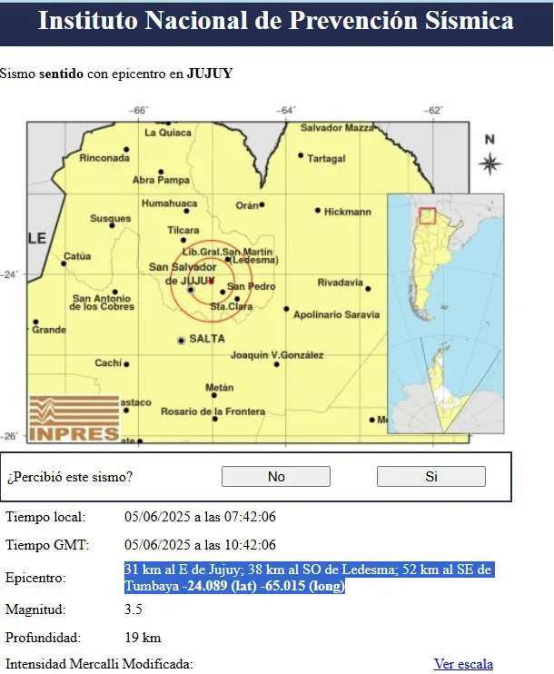 temblor en jujuy