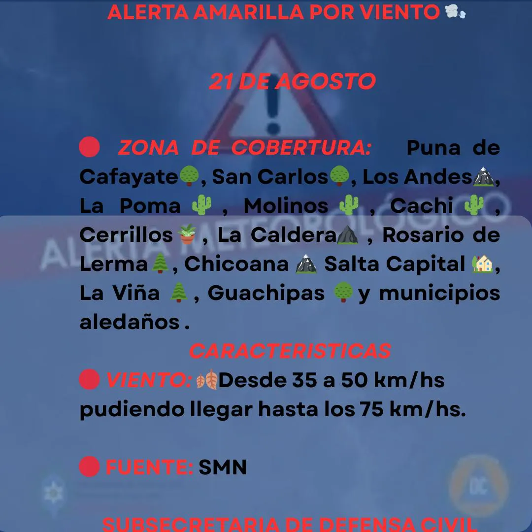 alerta amarilla por viento