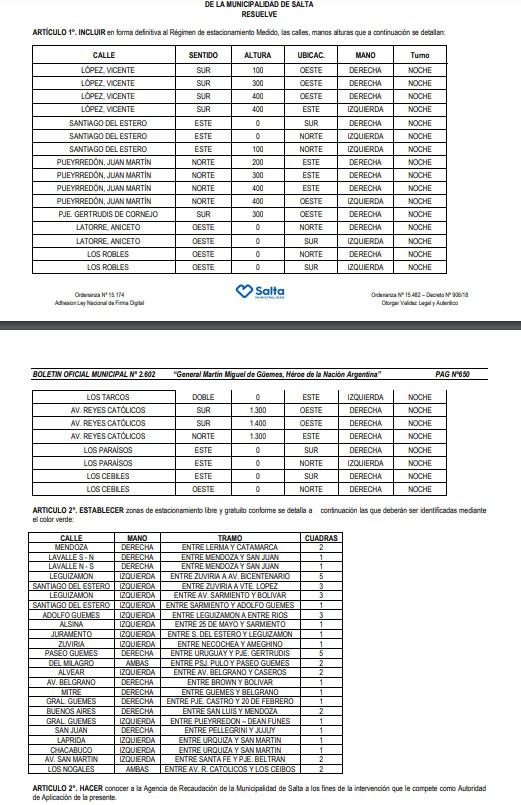 estacionamiento medido nocturno y puntos verdes