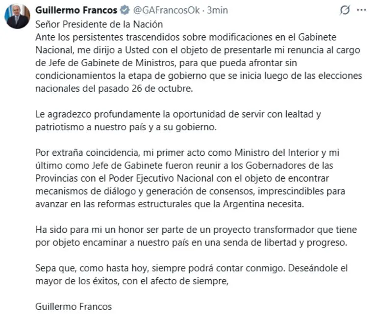 el-mensaje-con-el-que-guillermo-francos-anuncio-su-renuncia-foto-captura-xgafrancosok-X4JSII7FVZBMHFFR4OWGDQ327Y