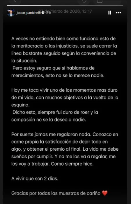 comunicado Joaquín Panichelli