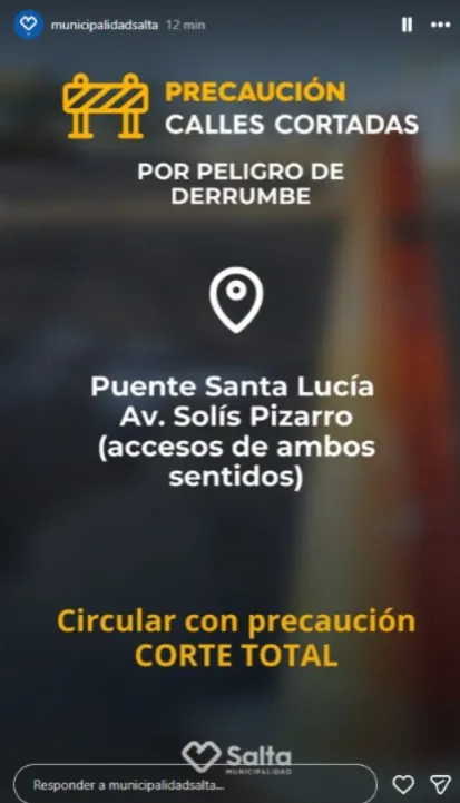 puente viejo de Santa Lucia aviso corte