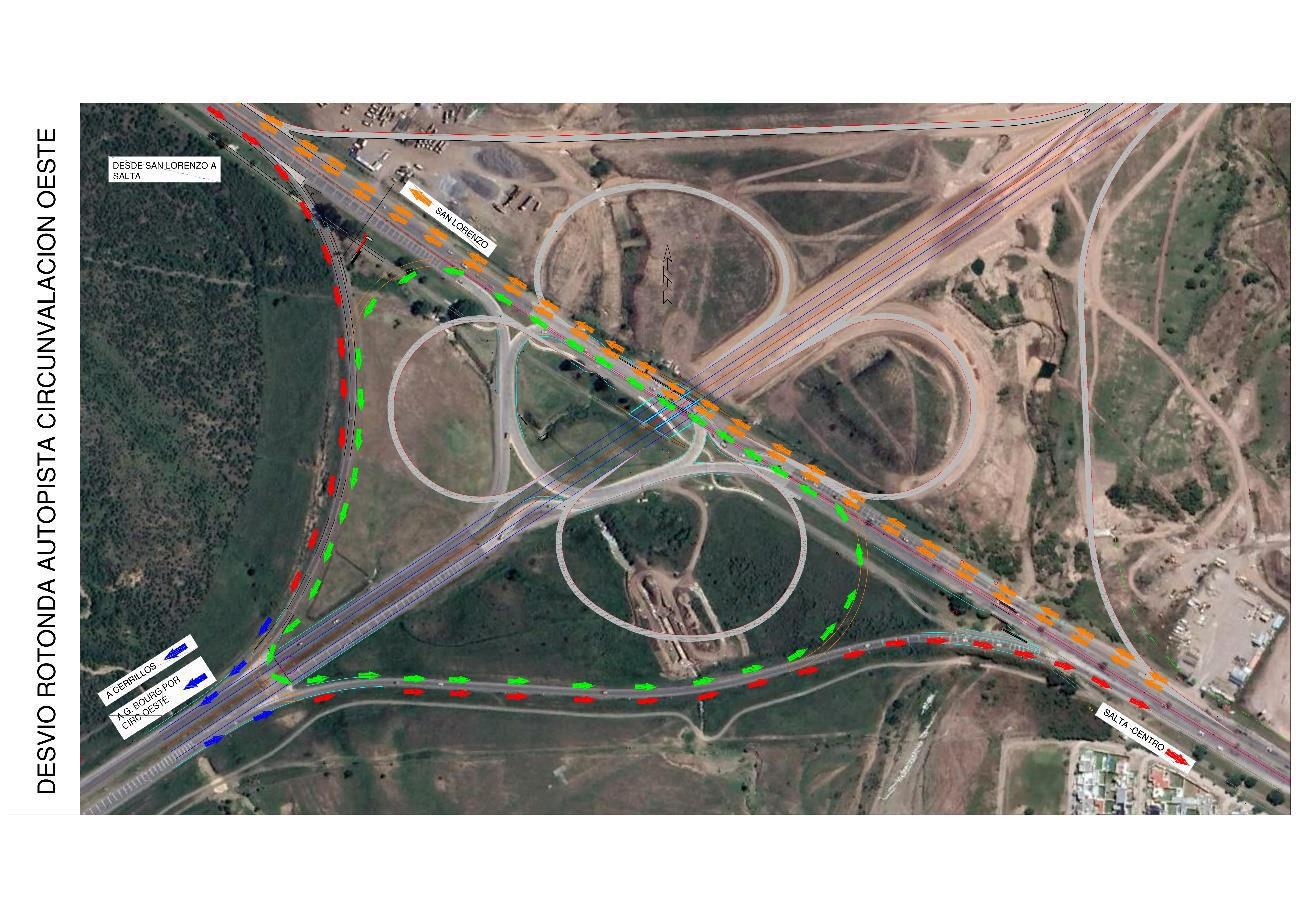 Desvíos en zona de la circunvalación oeste y la ruta 28
