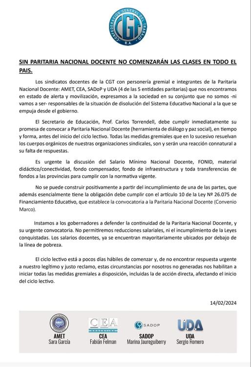 comunicado cgt paritaria docente nacional comunicado cgt paritaria docente nacional