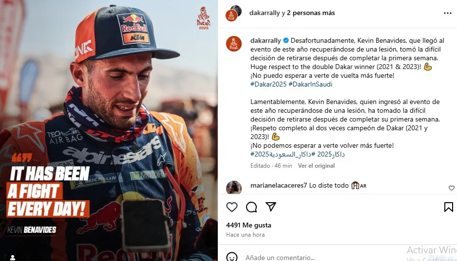KEVIN BENAVIDES RETIRO DEL DAKAR 2025
