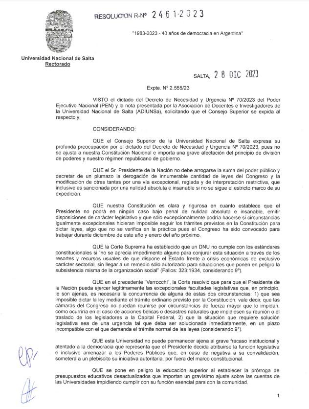 UNSA RESOLUCIÓN