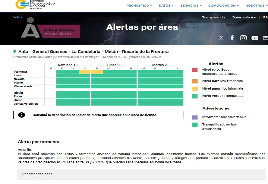 alerta amarilla