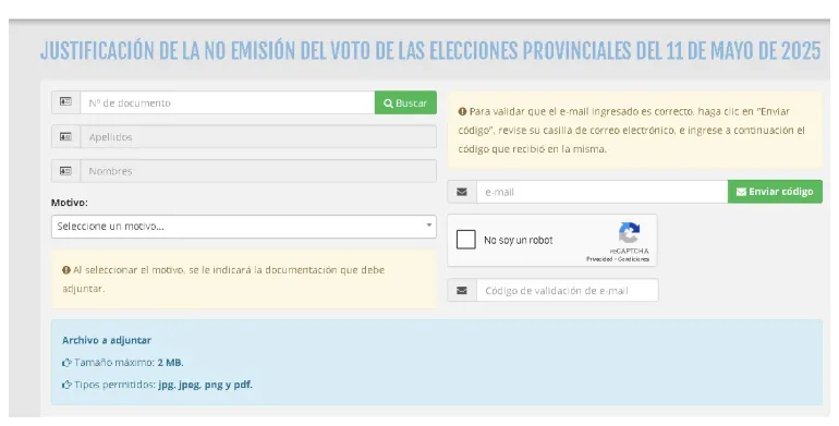 justificación por no votar